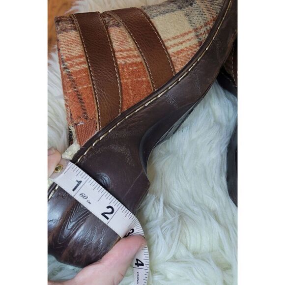 B.O.C. Born MAE Orange Wool Plaid Lined Clog Women's Size 8M Heels - Picture 10 of 11